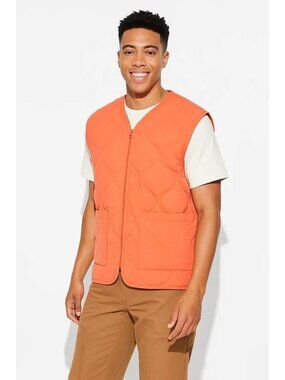 Original Use Mens Large Quilted Vest Orange Hunting Outdoors Men's